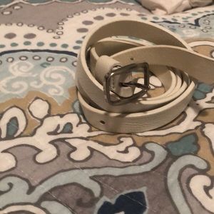 White skinny belt - genuine leather